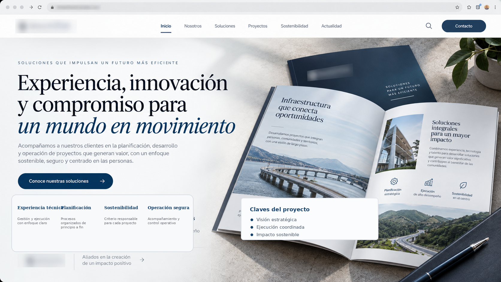 Brochure corporativo en azul